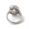 Letter Brass Micro Pave Clear Cubic Zirconia Open Cuff Ring for Women RJEW-N046-03C-P-3