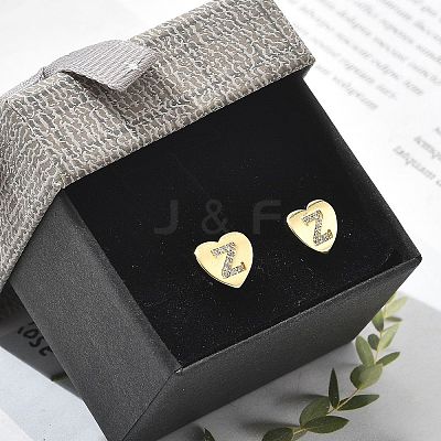 Rack Plating Brass Micro Pave Clear Cubic Zirconia Stud Earrings EJEW-K299-01G-Z-1