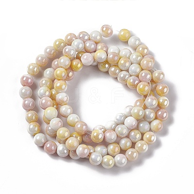 Electroplated Glass Beads Strands GLAA-C023-01F-1