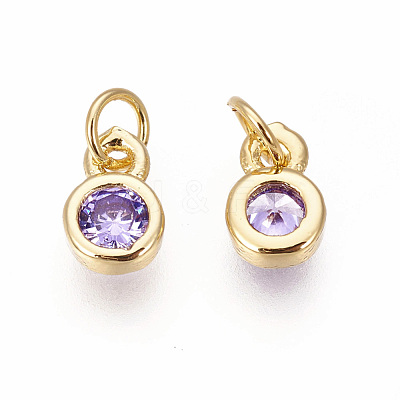 Brass with Single Cubic Zirconia Charms ZIRC-F095-03G-05-1