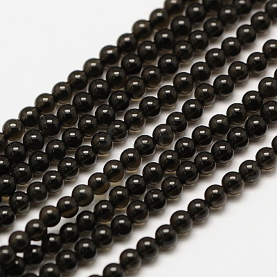 Natural Obsidian Round Bead Strands X-G-A130-3mm-04-1