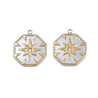 304 Stainless Steel Rhinestone Pendants STAS-L290-68GP-1