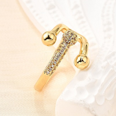 Brass Micro Pave Cubic Zirconia Cuff Rings LS-RJEW-D308-03G-D-1