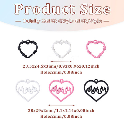 24Pcs 6 Style Spray Painted Zinc Alloy Pendants FIND-PJ0001-23-1
