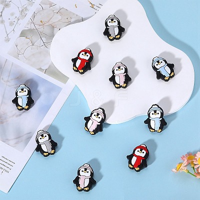 12Pcs 4 Colors Christmas Themed Food Grade Eco-Friendly Silicone Focal Beads SIL-SZ0001-15-1