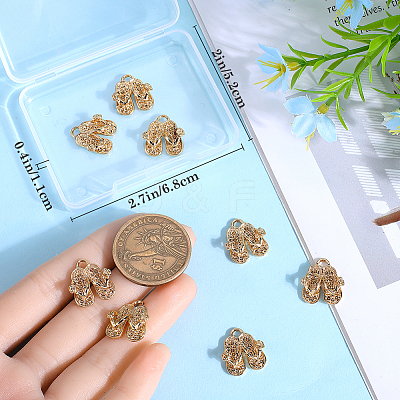 10Pcs Brass Pendants Rhinestone Settings KK-BBC0014-39-1
