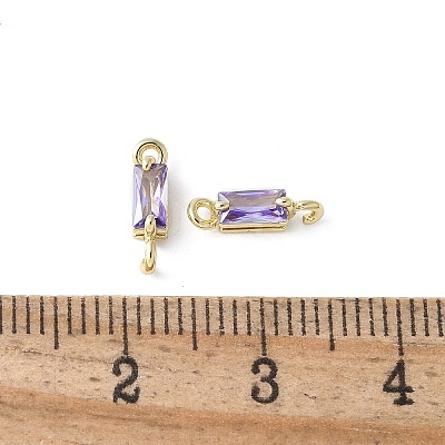 Brass Pave Cubic Zirconia Connector Charms KK-F892-53G-11-1