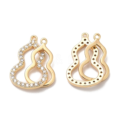 Brass Micro Pave Clear Cubic Zirconia Connector Charms KK-B074-08G-1