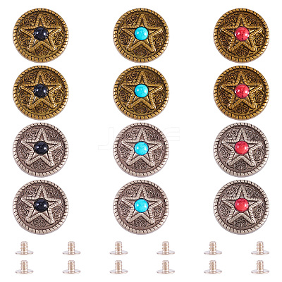 12Pcs 6 Colors Zinc Alloy & Synthetic Turquoise Buttons BUTT-TA0001-18-1