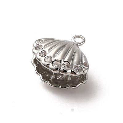 Brass Micro Pave Clear Cubic Zirconia Charms KK-Z112-32P-1