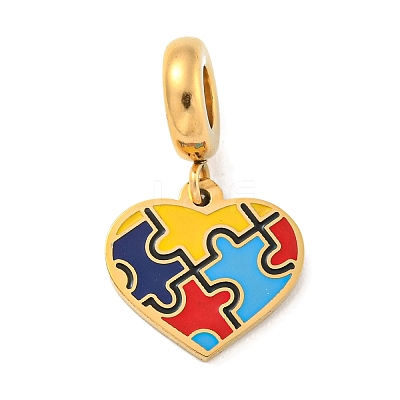 304 Stainless Steel Colorful Enamel European Dangle Charms STAS-U005-23G-1