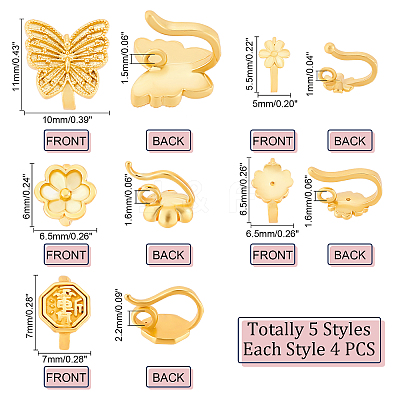 20Pcs 5Style Rack Plating Brass S Hook Clasps KK-PH0004-18-1