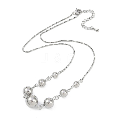 Brass Round Ball Bib Necklaces for Women NJEW-U015-03P-1