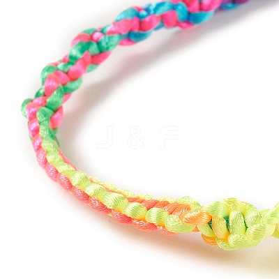 Rainbow Color Polyester Braided Adjustable Bracelet Making for Women BJEW-F454-04-1