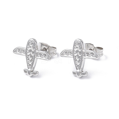 Non-Tarnish 304 Stainless Steel Plane Stud Earring Findings EJEW-I285-14P-1