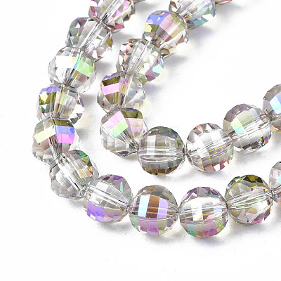 Electroplate Transparent Glass Beads Strands EGLA-N002-30-C02-1