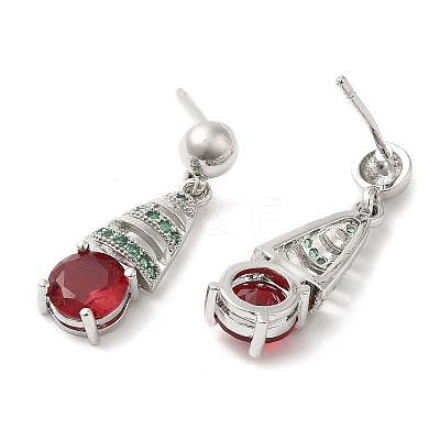Rack Plating Brass Teardrop Dangle Stud Earrings with Rhinestone for Women EJEW-D059-08P-1