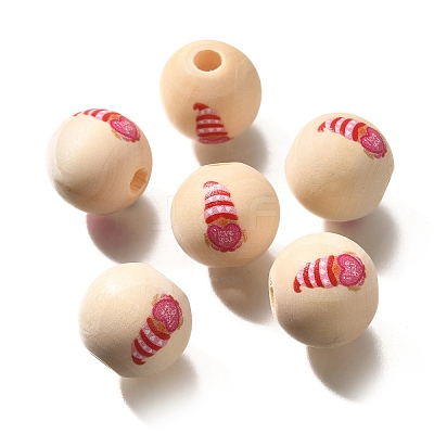 Valentine's Day Element Printed Wood Beads WOOD-R002-01-02-1