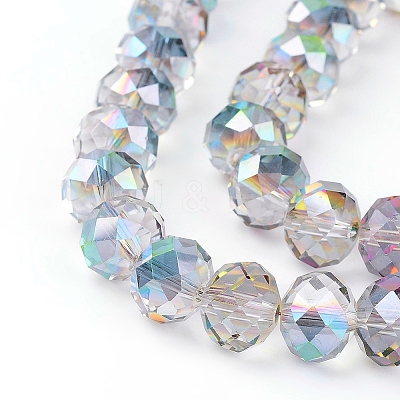 Electroplate Glass Faceted Rondelle Beads Strands X-EGLA-D020-10x8mm-15-1