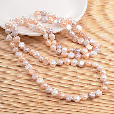 Natural Pearl Nuggets Beaded Necklace NJEW-P126-B-01C-01-1