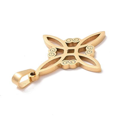 304 Stainless Steel Hollow Pendants STAS-P313-01G-1
