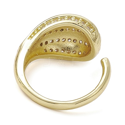 Rack Plating Brass Micro Pave Cubic Zirconia Open Cuff Rings RJEW-K257-26G-1