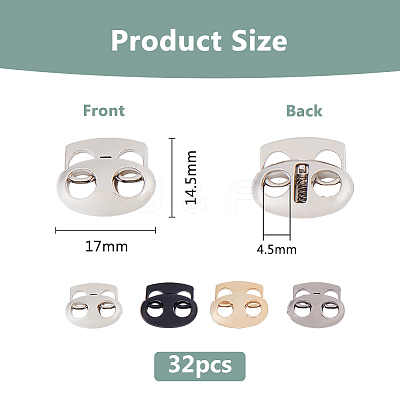 32Pcs 4 Colors Alloy Cord Locks FIND-DC0006-20-1