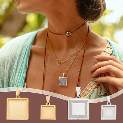 DIY Blank Square Pendant Making Kit DIY-UN0005-46-1