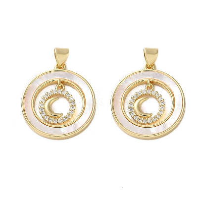 Brass Micro Pave Cubic Zirconia Pendants KK-U070-02F-G-1
