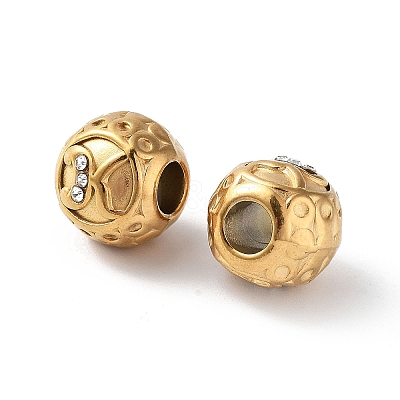 Ion Plating(IP) 304 Stainless Steel Rhinestone European Beads STAS-A092-10K-G-1