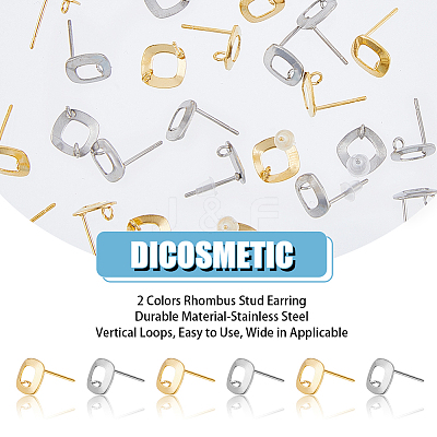 80Pcs 2 Colors 201 Stainless Steel Stud Earring Findings STAS-DC0011-33-1