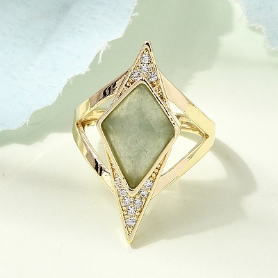 Brass Micro Pave Cubic Zirconia Cuff Rings for Women GG-CBA7610-11G-07-1