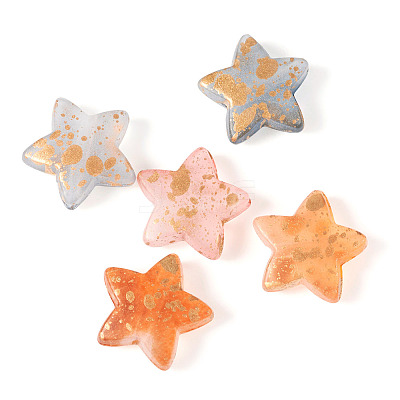 100Pcs 5 Colors Transparent Frosted Spray Painted Acrylic Beads FACR-TA0001-05-1