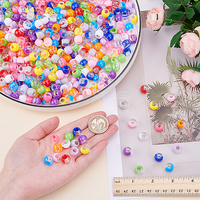 600Pcs 12 Colors Transparent Resin Beads RESI-GO0001-07-1