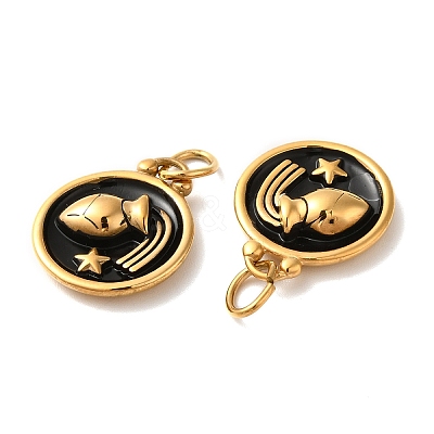 Ion Plating(IP) 304 Stainless Steel Enamel Pendants STAS-A080-43G-10-1