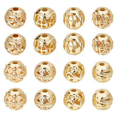 32Pcs 8 Style Alloy Hollow Beads PALLOY-BBC0001-05-1