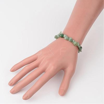 Natural Green Aventurine Chip Beaded Stretch Bracelets BJEW-JB02243-02-1
