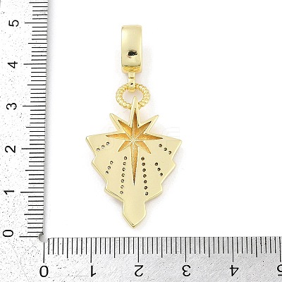 Brass Micro Pave Clear Cubic Zirconia Star European Dangle Charms KK-Z090-02G-1
