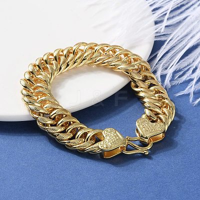 Brass Cuban Chain Bracelets for Women Men BJEW-R016-01G-02-1
