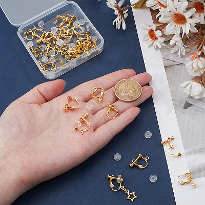 Brass Screw On Clip-on Earring Findings KK-ME0001-87-1