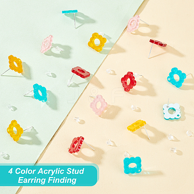 32Pcs 4 Color Acrylic Stud Earring Finding FIND-PH0005-46-1