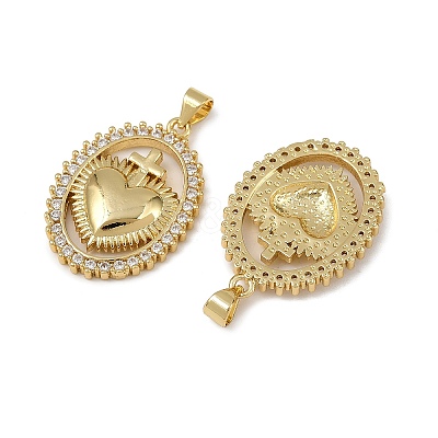 Brass Micro Pave Cubic Zirconia Pendants KK-I358-068G-03-1