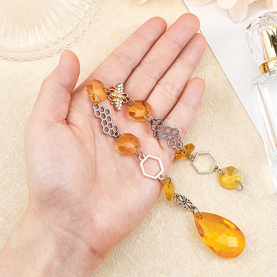 Glass Teardrop & Octagon Prisms Suncatchers Hanging Ornaments HJEW-CA0001-56-1