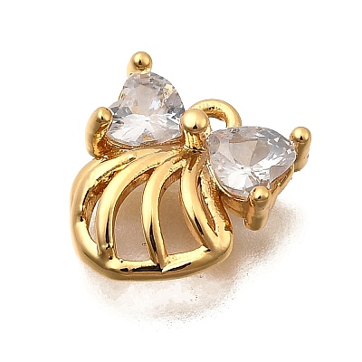 Brass Micro Pave Cubic Zirconia Charms KK-B152-17G-1