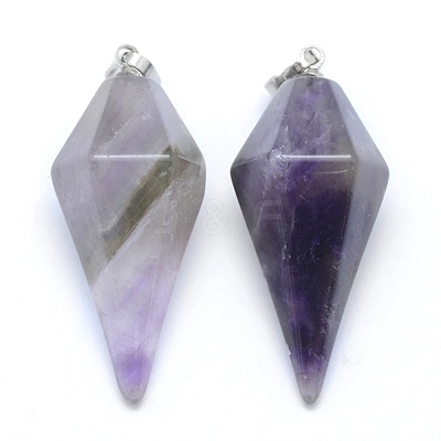 Natural Amethyst Pointed Pendants KK-E757-F-12P-1