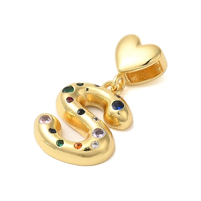 Rack Plating Brass Micro Pave Clear Cubic Zirconia Perdants KK-C067-12G-S-1
