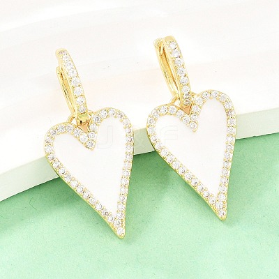 Valentine's Day Heart Brass Micro Pave Clear Cubic Zirconia Hoop Earrings EJEW-Z164-10G-03-1