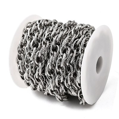 304 Stainless Steel Textured Oval Link Chains CHS-V001-01P-1