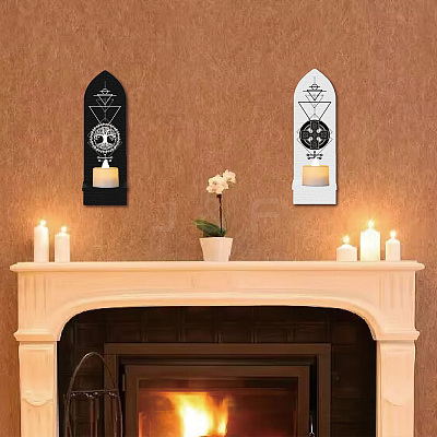 Boho Style Wall Mounted Wood Candle Holder Stand AJEW-WH0378-005-1