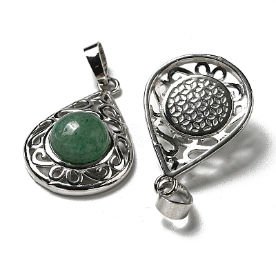 Natural Green Aventurine Pendants G-Q158-05P-22-1